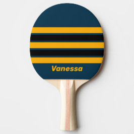 Retro Moonlit Tide Across Striping with Name Tischtennis Schläger