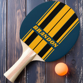 Retro Moonlit Tide Board Streifen mit Namen Tischtennis Schläger