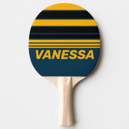 Retro Moonlit Tide Horizon Striping with Name Tischtennis Schläger