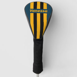 Retro Moonlit Tide Pin Stripes with Name Golf Headcover