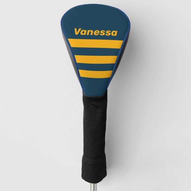 Retro Moonlit Tide Three Across Striping with Name Golf Headcover (Vorderseite)