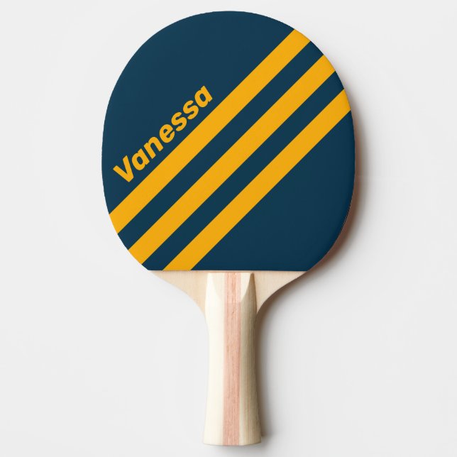Retro Moonlit Tide Three Angled Striping with Name Tischtennis Schläger (Vorderseite)