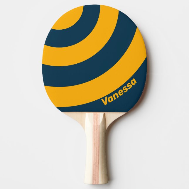 Retro Moonlit Tide Three Circle Stripe with Name Tischtennis Schläger (Vorderseite)