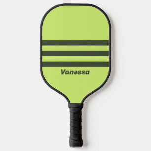 Retro-Moos überblenden drei Streifen mit dem Namen Pickleball Schläger