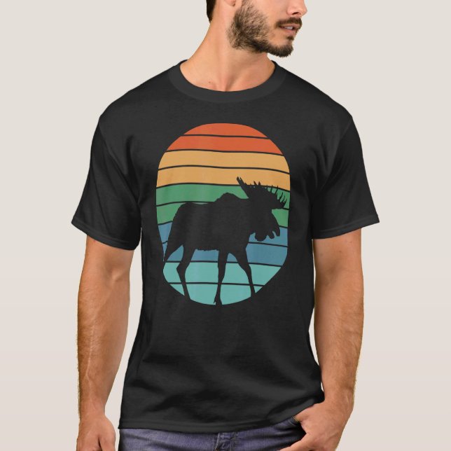 Retro Moose Hunter Huinting T-Shirt (Vorderseite)