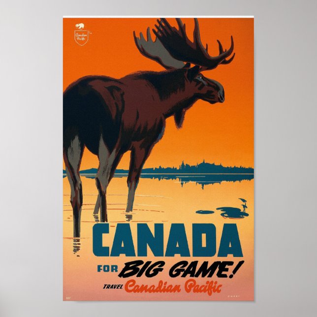 Retro Moose Nature Kanada für große Spielkunst Poster (Vorne)