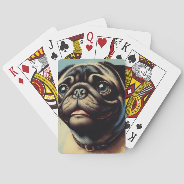 Retro-Mops-Malerei Spielkarten (Rückseite)