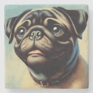 Retro-Mops-Malerei Steinuntersetzer