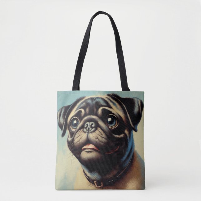 Retro-Mops-Malerei Tasche (Vorderseite)