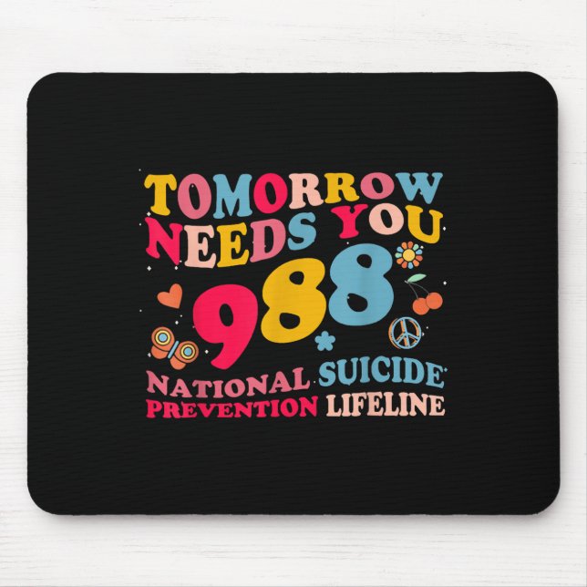 Retro Morgen Braucht Dich 988 Suizidprävention  Mousepad (Vorne)