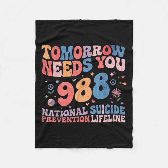 Retro Morgen braucht dich 988 Suizidprävention Mw Fleecedecke (Vorderseite)