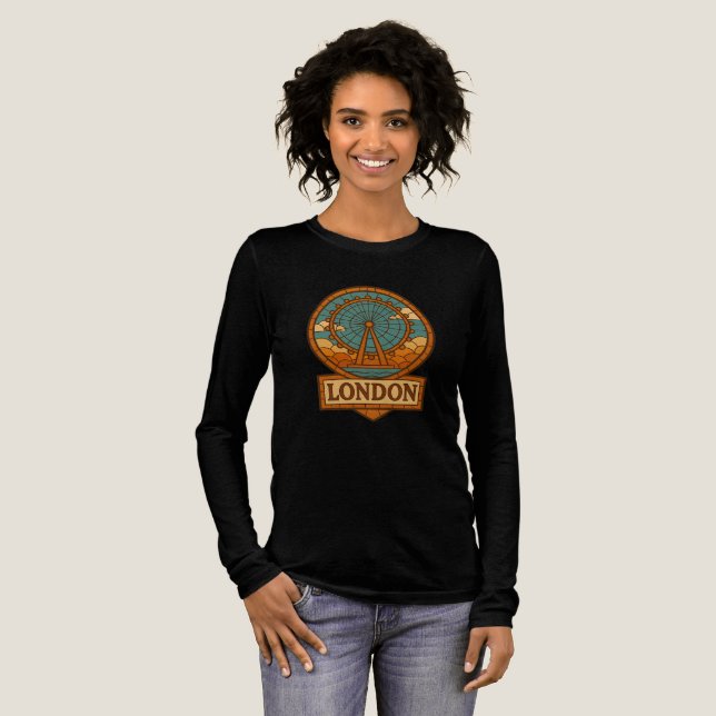 Retro Mosaic Style London Eye T - Shirt (Volle Vorderseite)