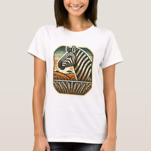 Retro-Mosaik-Logo des Zebra-T - Shirt