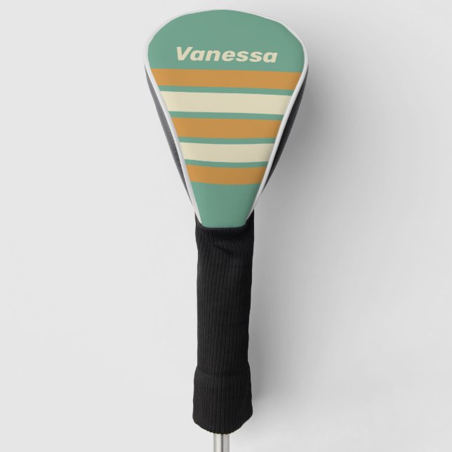 Retro Moss Across Striping with Name Golf Headcover (Vorderseite)