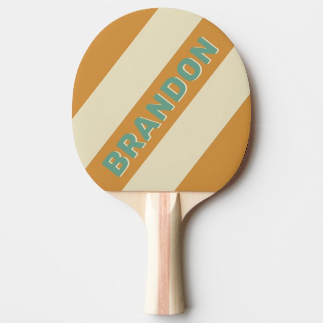 Retro Moss Bold Stripes mit Name Tischtennis Schläger (Vorderseite)