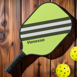 Retro Moss Fade Stripes mit Namen Pickleball Schläger