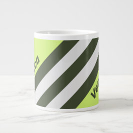 Retro Moss Fade Stripes with Name Jumbo-Tasse