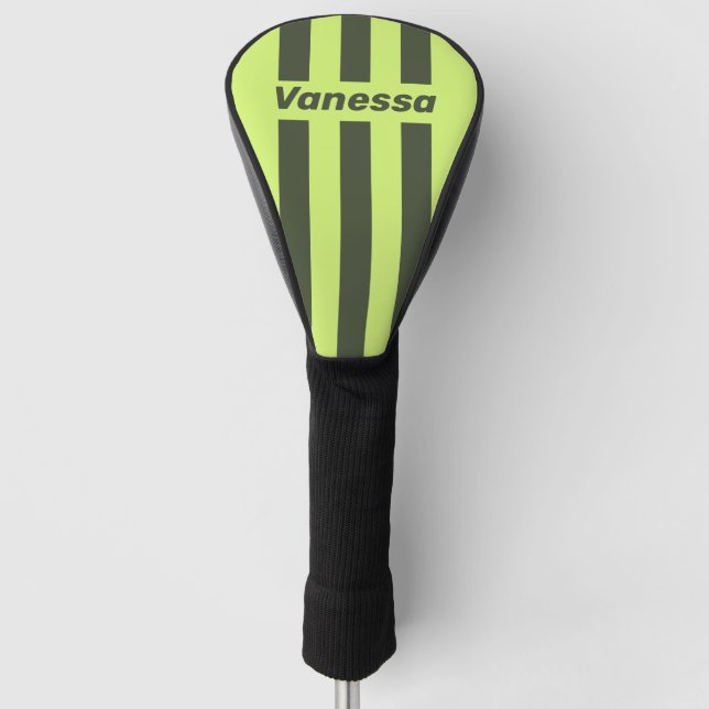 Retro Moss Fade Three Pin Stripes with Name Golf Headcover (Vorderseite)