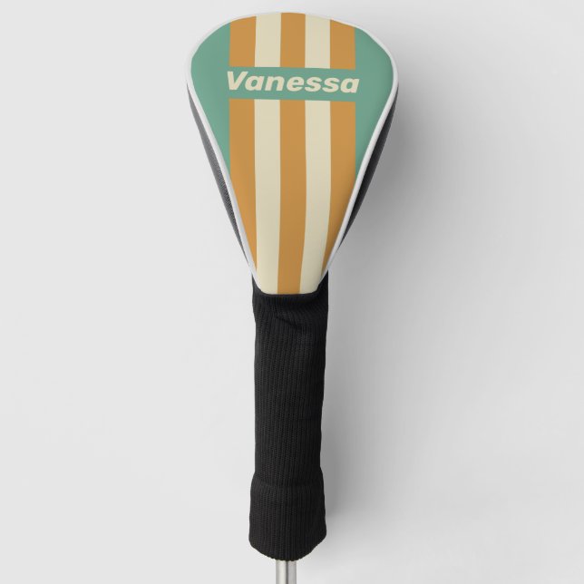 Retro Moss Pin Stripes with Name Golf Headcover (Vorderseite)