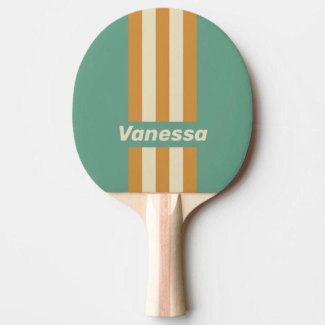 Retro Moss Pin Stripes with Name Tischtennis Schläger (Vorderseite)