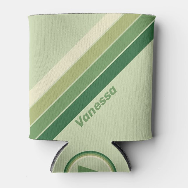 Retro Moss Rainbow Stripes with Name Dosenkühler (Vorderseite)
