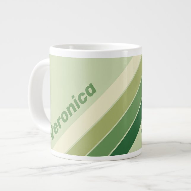 Retro Moss Rainbow Stripes with Name Jumbo-Tasse (Vorderseite Links)