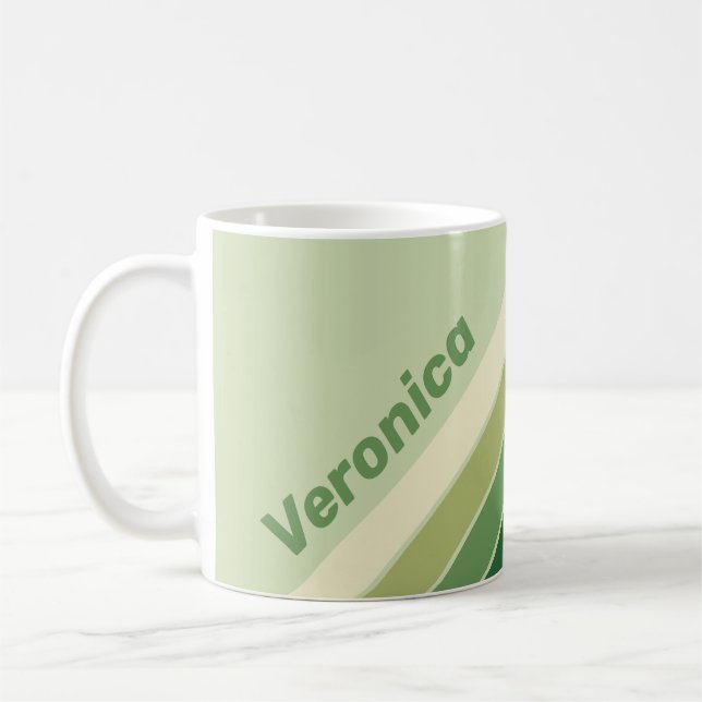 Retro Moss Rainbow Stripes with Name Kaffeetasse (Links)