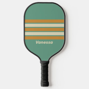 Retro-Moss-Streifendesign mit Namen Pickleball Schläger