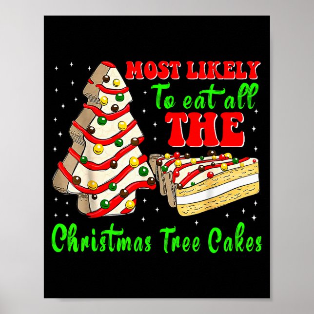 Retro Most Likely To Eat All The Christmas Tree Ca Poster (Vorne)