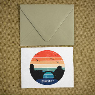 Retro Mostar Stari Most Brücke Bosnien Herzegowina Postkarte