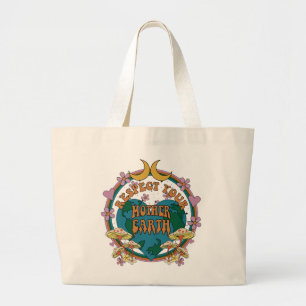 Retro Mother Earth Graphic der 70er Jumbo Stoffbeutel
