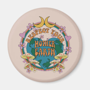 Retro Mother Earth Graphic der 70er Magnet