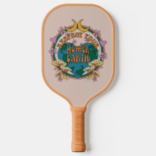 Retro Mother Earth Graphic der 70er Pickleball Schläger