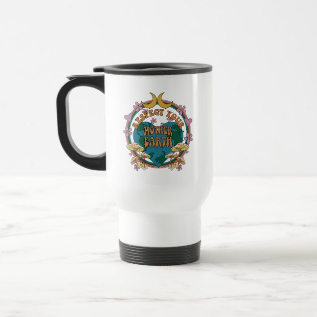 Retro Mother Earth Graphic der 70er Reisebecher (Links)