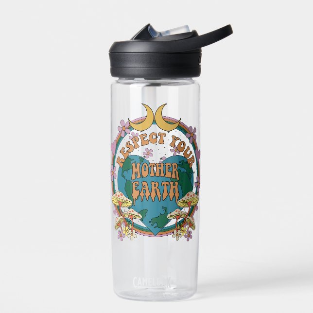 Retro Mother Earth Graphic der 70er Trinkflasche (Links)