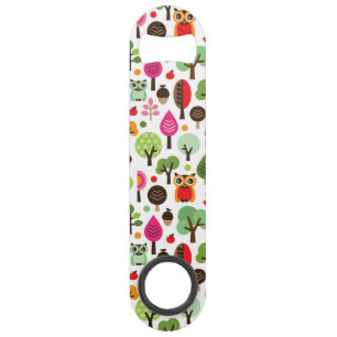 rétro motif de hibou d'arbre rose de feuille