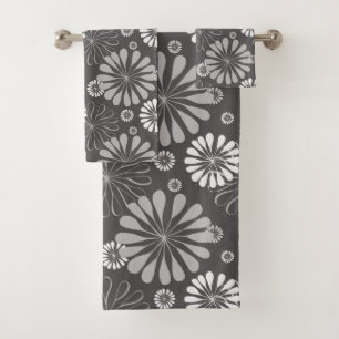 Rétro motif noir de marguerite blanche