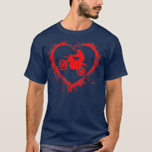 Retro Motocross Valentinstag Herzform T-Shirt
