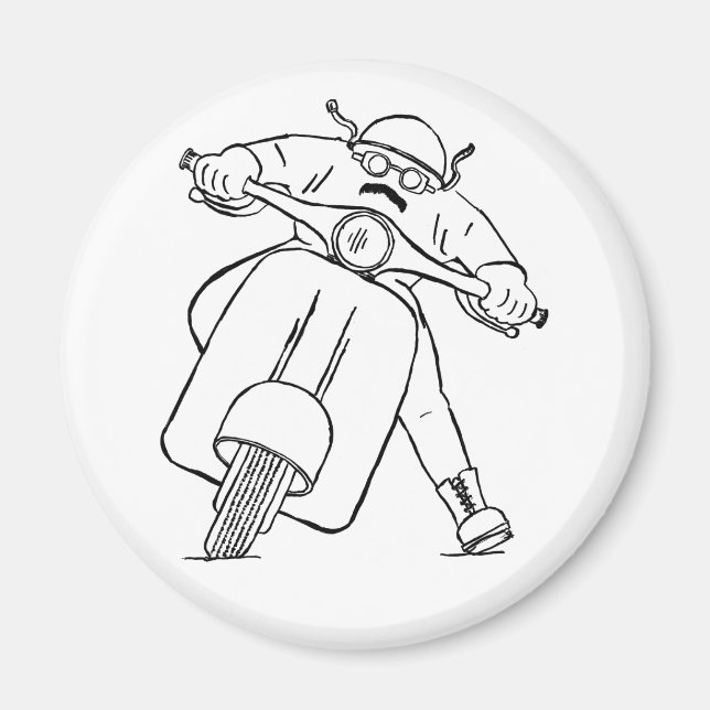 Retro Motor Scooter mit Mustache Magnet (Vorne)