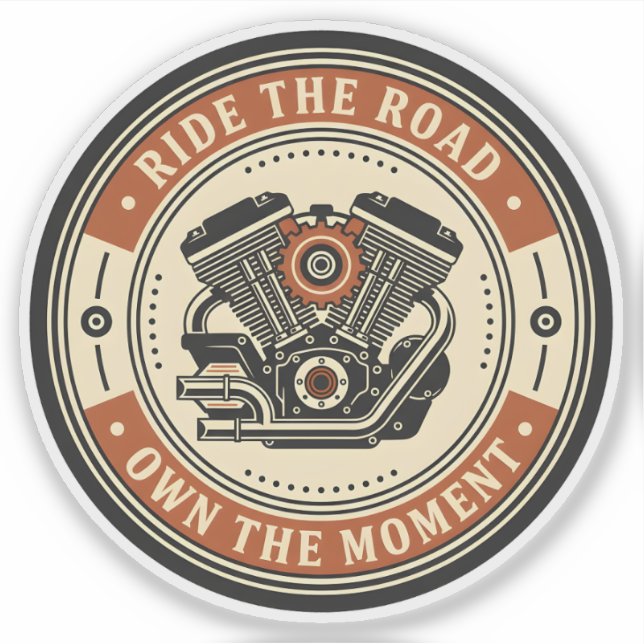 Retro Motorcycle Engine Badge Style Aufkleber (Vorderseite)