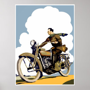 Retro Motorrad Art Poster