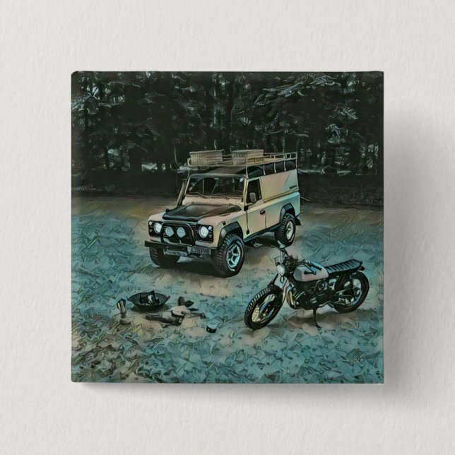 Retro-Motorrad Button (Vorderseite)