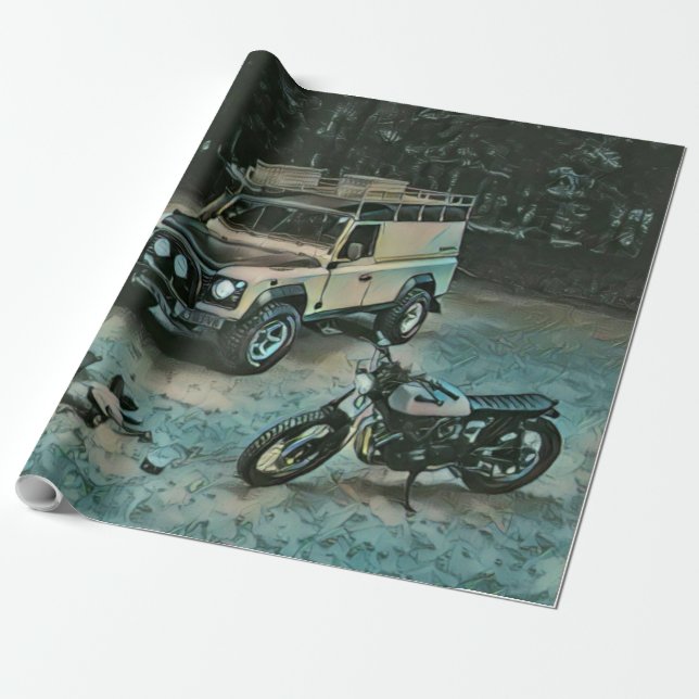 Retro-Motorrad Geschenkpapier (Ungerollt)