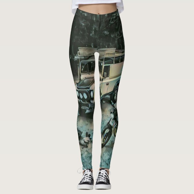 Retro-Motorrad Leggings (Vorderseite)