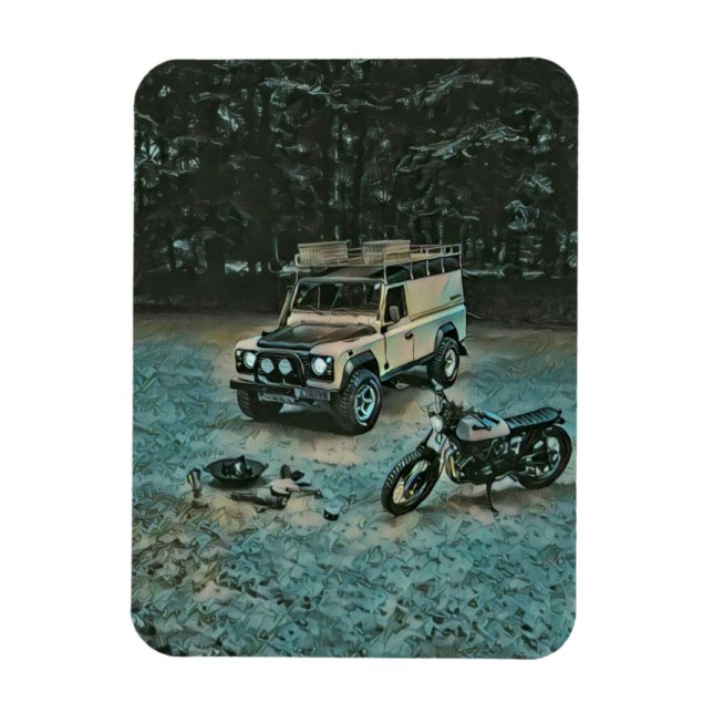 Retro-Motorrad Magnet (Vertikal)