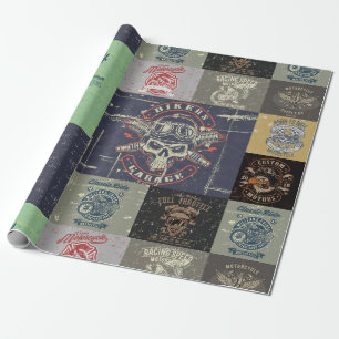 Retro-Motorraddesign Geschenkpapier