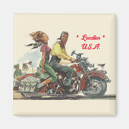 Retro Motorradfahren, Vintager Stil Personalisiert Magnet