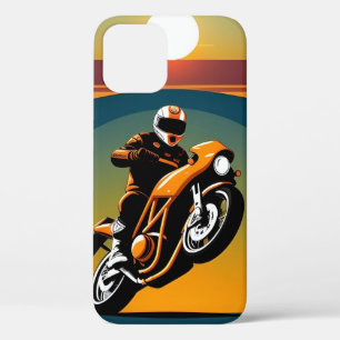 Retro-motorradfahrer bei landschaftlicher Sonnenun Case-Mate iPhone Hülle
