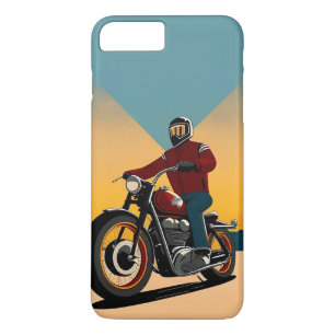 Retro-motorradfahrer bei landschaftlicher Sonnenun Case-Mate iPhone Hülle