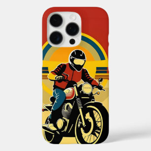 Retro-motorradfahrer bei sonnigem Sonnenuntergang iPhone 16 Pro Hülle